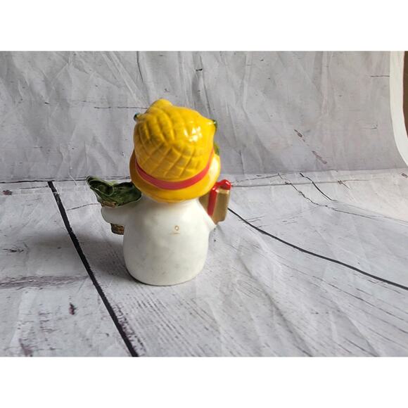Vintage Napcoware Napco Mrs. Snowman 4in Candle Holder Holly Basket - Picture 4 of 6
